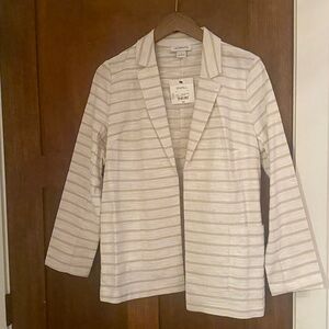 Liz Claiborne.  New with tags.  Cream and Tan Striped Blazer.  100% cotton.